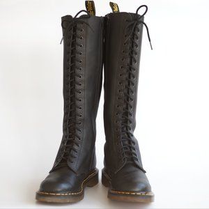 Dr Martens 11919 (1B60) 20 Eye Hole Knee High Black Boots Size UK 7 EU 41 US 9